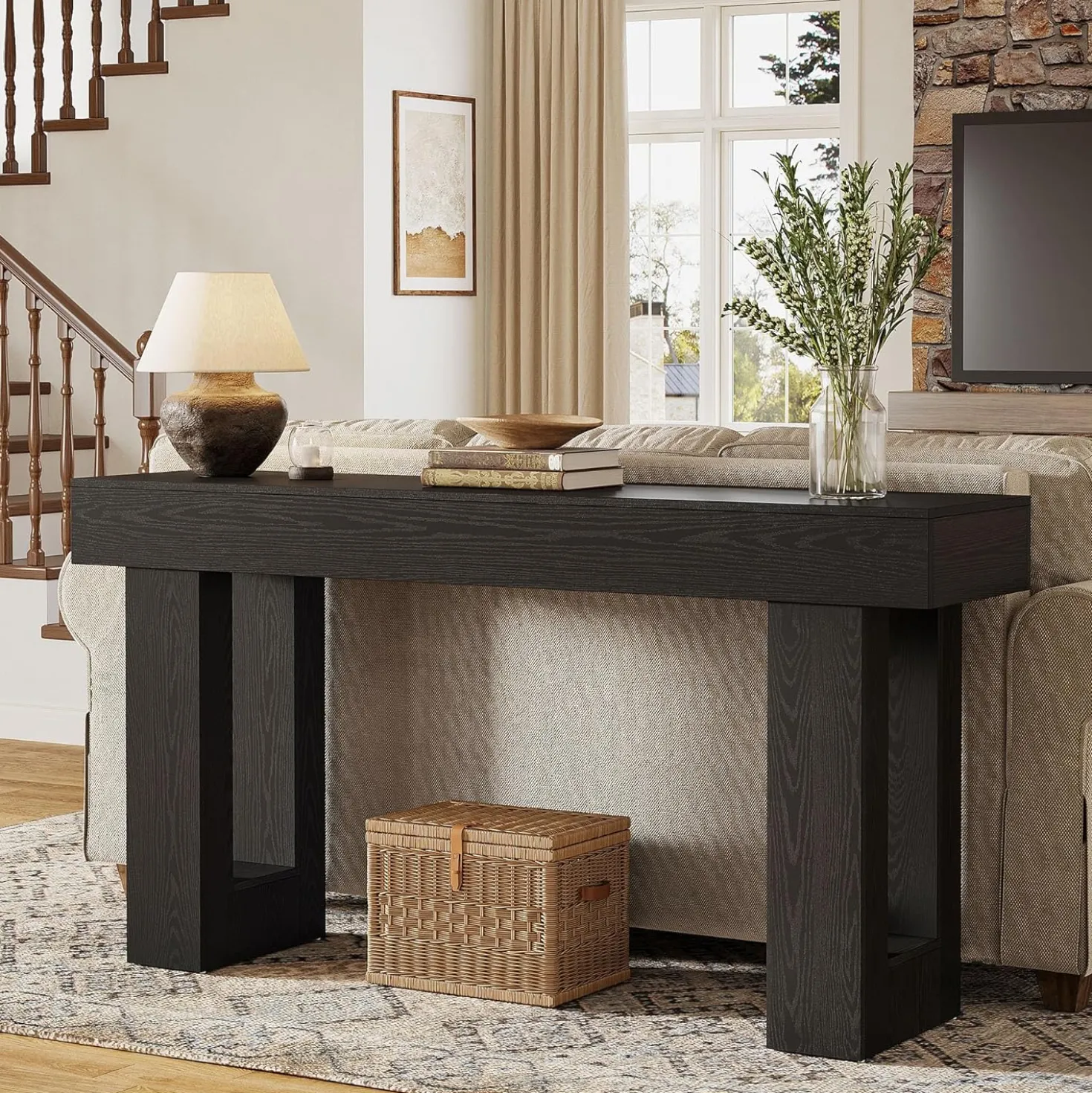 Tribesigns 63-Inch Console Table, Farmhouse Wooden Sofa Table