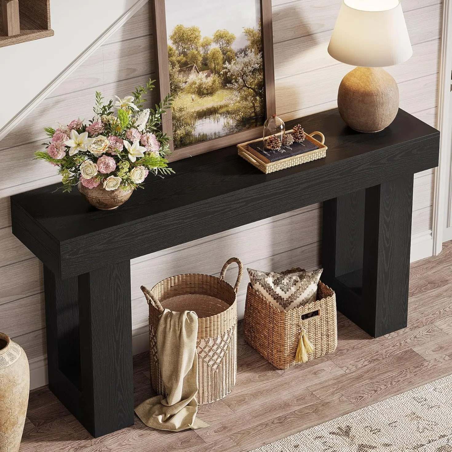 Tribesigns 63-Inch Console Table, Farmhouse Wooden Sofa Table