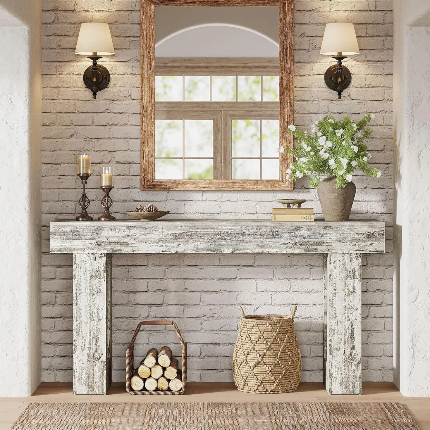 Tribesigns 63-Inch Console Table, Farmhouse Wooden Sofa Table