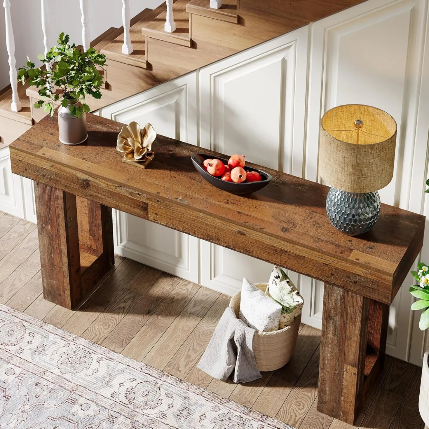 Tribesigns 63-Inch Console Table, Farmhouse Wooden Sofa Table