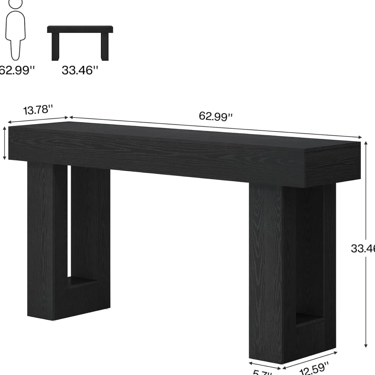 Tribesigns 63-Inch Console Table, Farmhouse Wooden Sofa Table
