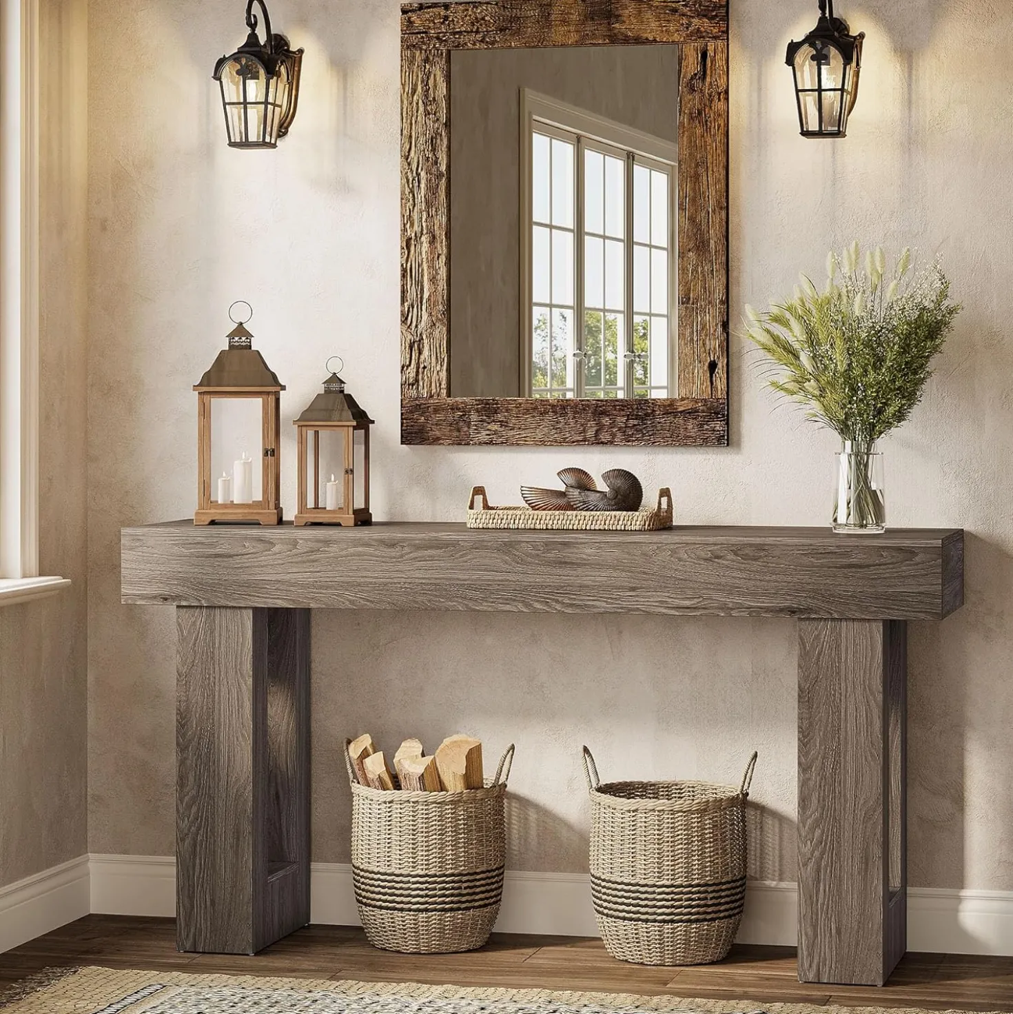 Tribesigns 63-Inch Console Table, Farmhouse Wooden Sofa Table