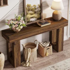 Tribesigns 63-Inch Console Table, Farmhouse Wooden Sofa Table