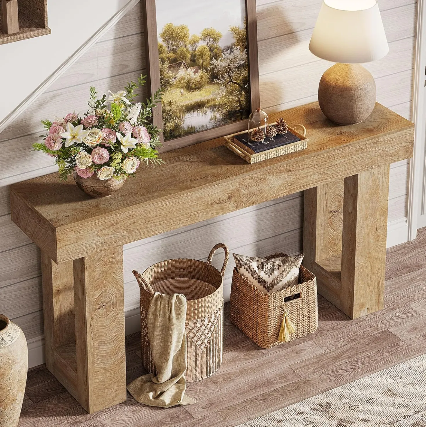 Tribesigns 63-Inch Console Table, Farmhouse Wooden Sofa Table