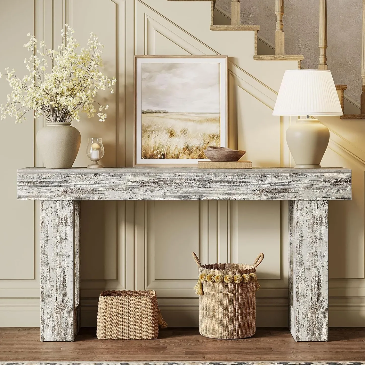 Tribesigns 63-Inch Console Table, Farmhouse Wooden Sofa Table