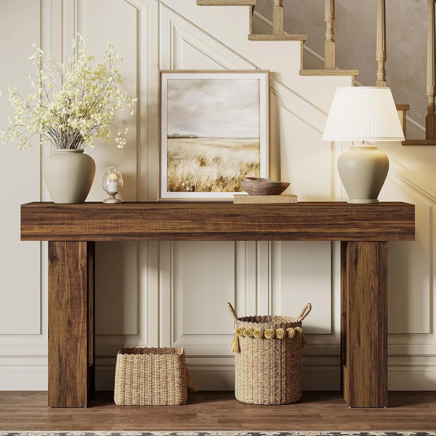 Tribesigns 63-Inch Console Table, Farmhouse Wooden Sofa Table