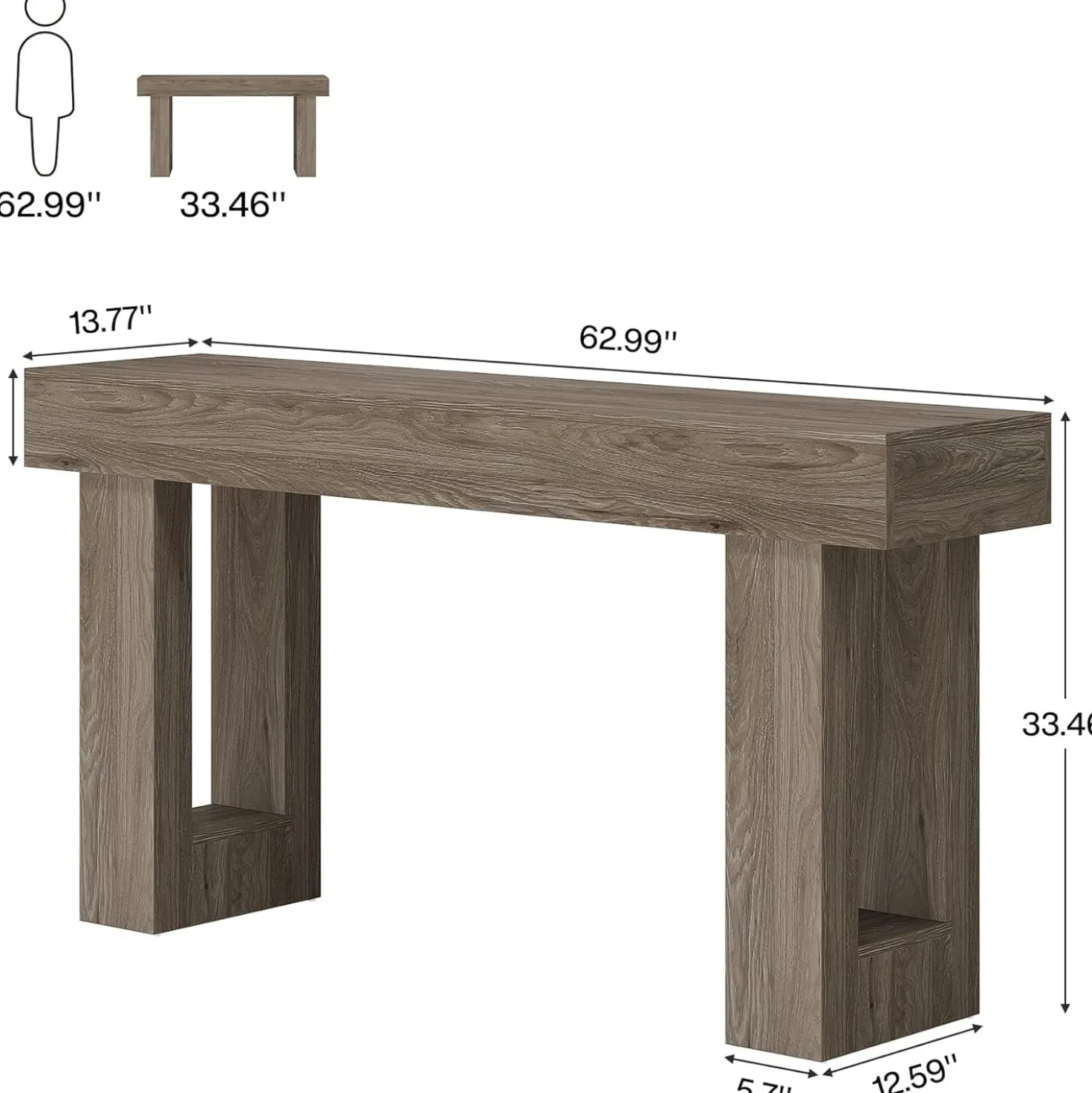 Tribesigns 63-Inch Console Table, Farmhouse Wooden Sofa Table