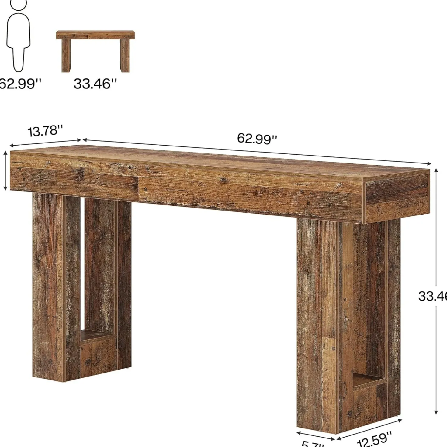 Tribesigns 63-Inch Console Table, Farmhouse Wooden Sofa Table
