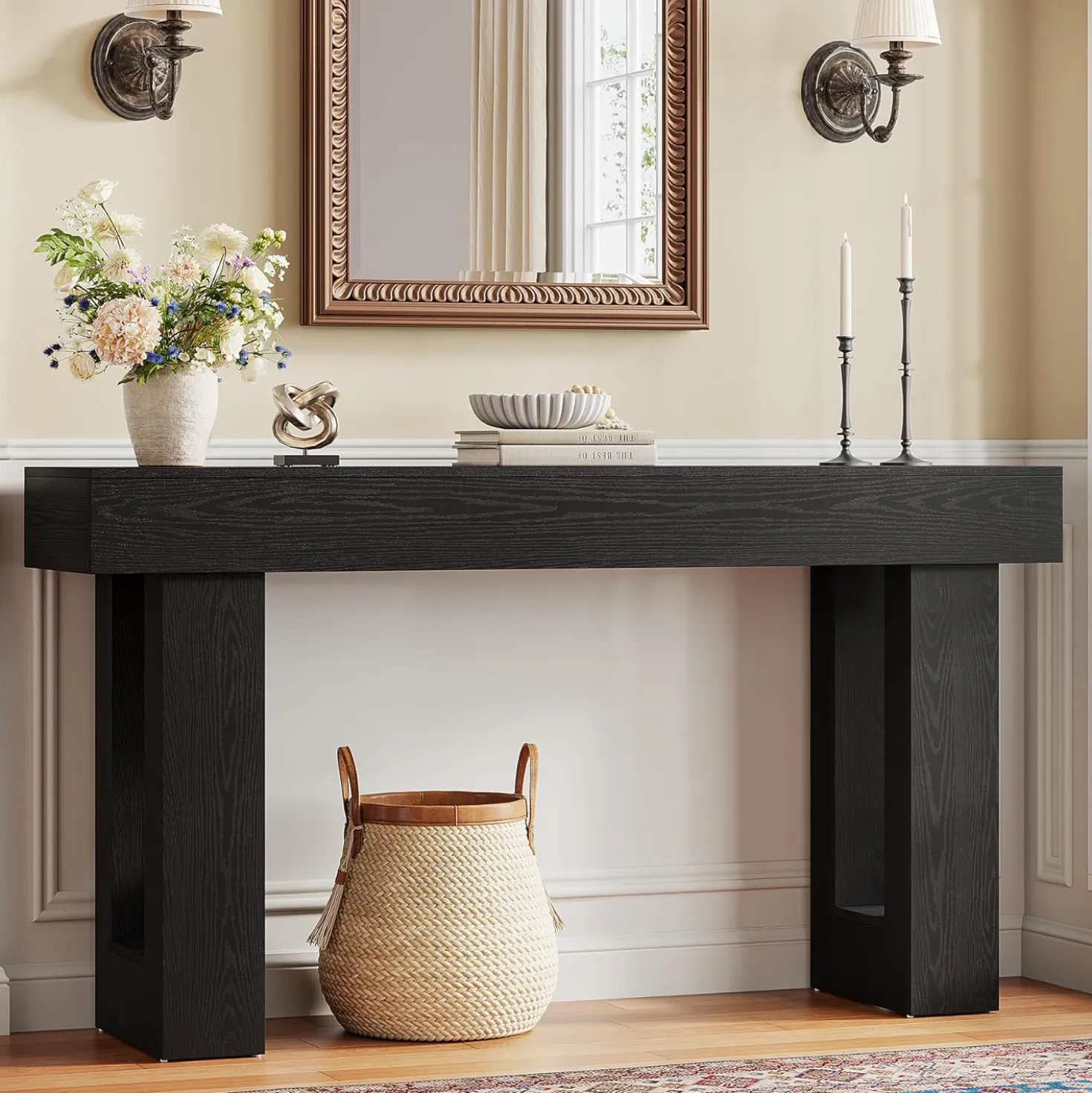 Tribesigns 63-Inch Console Table, Farmhouse Wooden Sofa Table