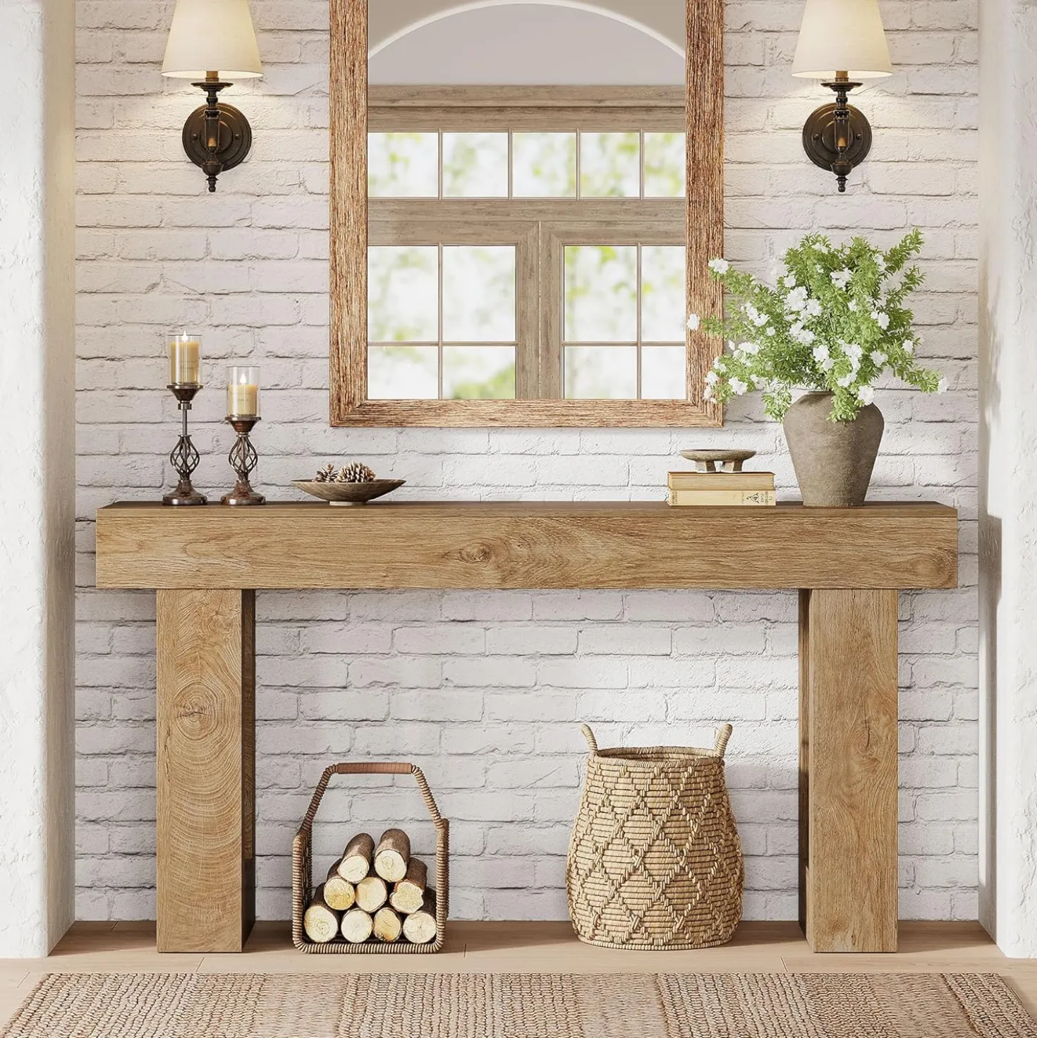 Tribesigns 63-Inch Console Table, Farmhouse Wooden Sofa Table