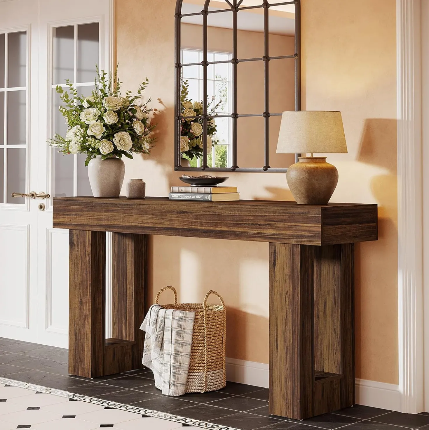 Tribesigns 63-Inch Console Table, Farmhouse Wooden Sofa Table