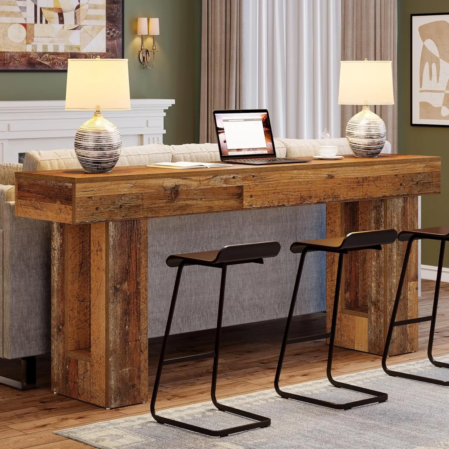 Tribesigns 63-Inch Console Table, Farmhouse Wooden Sofa Table