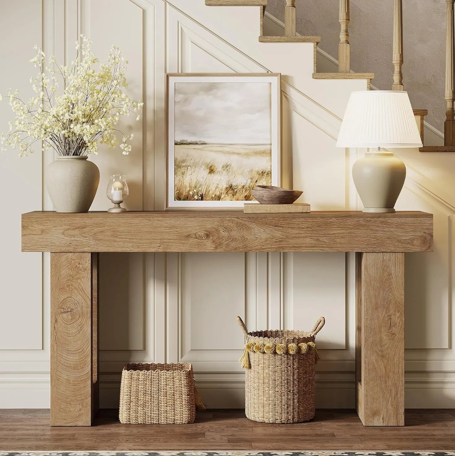 Tribesigns 63-Inch Console Table, Farmhouse Wooden Sofa Table