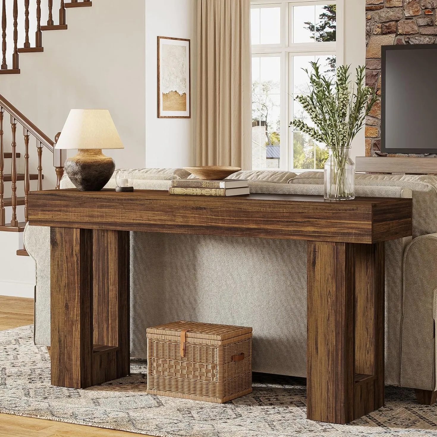 Tribesigns 63-Inch Console Table, Farmhouse Wooden Sofa Table