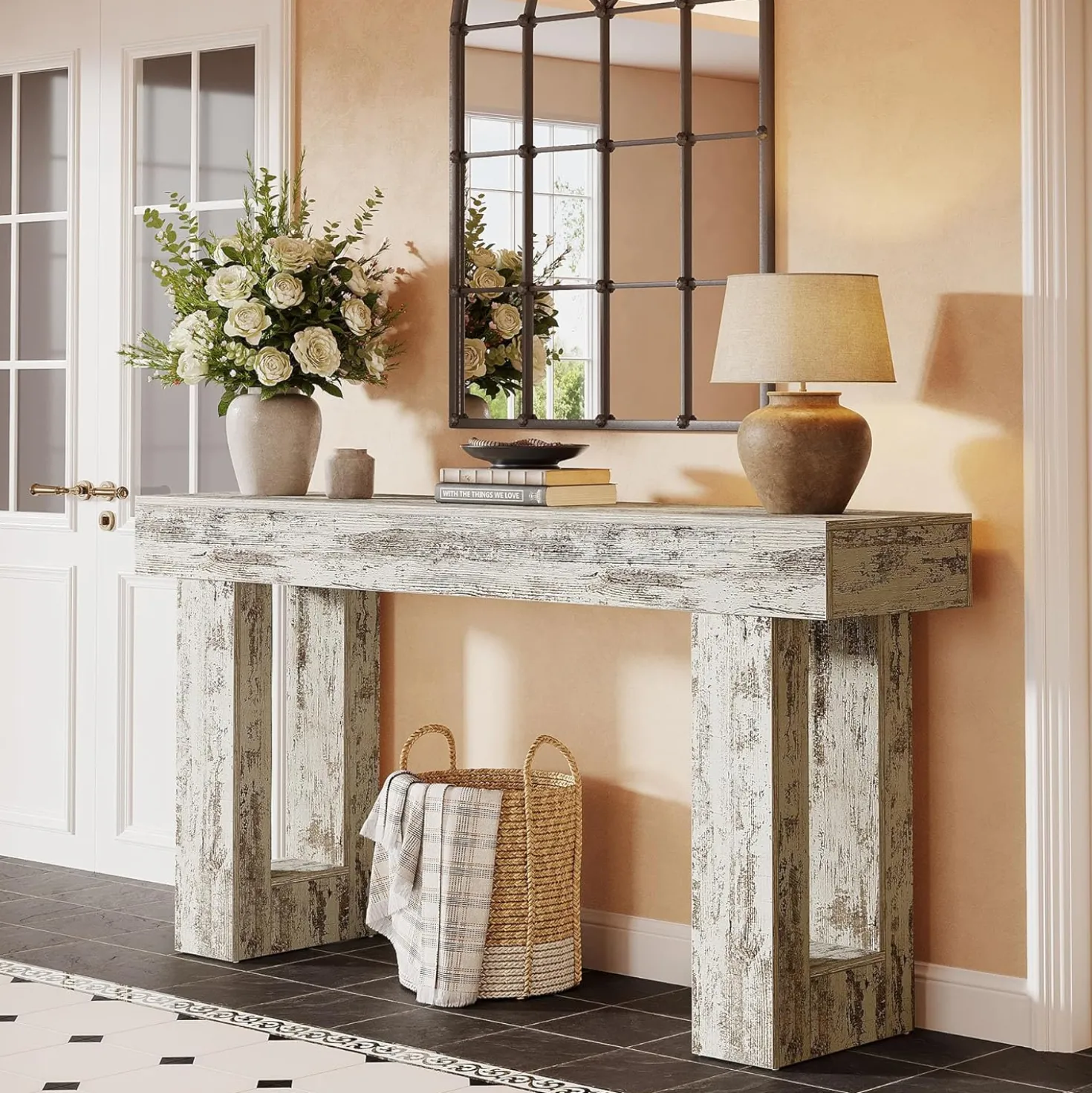 Tribesigns 63-Inch Console Table, Farmhouse Wooden Sofa Table
