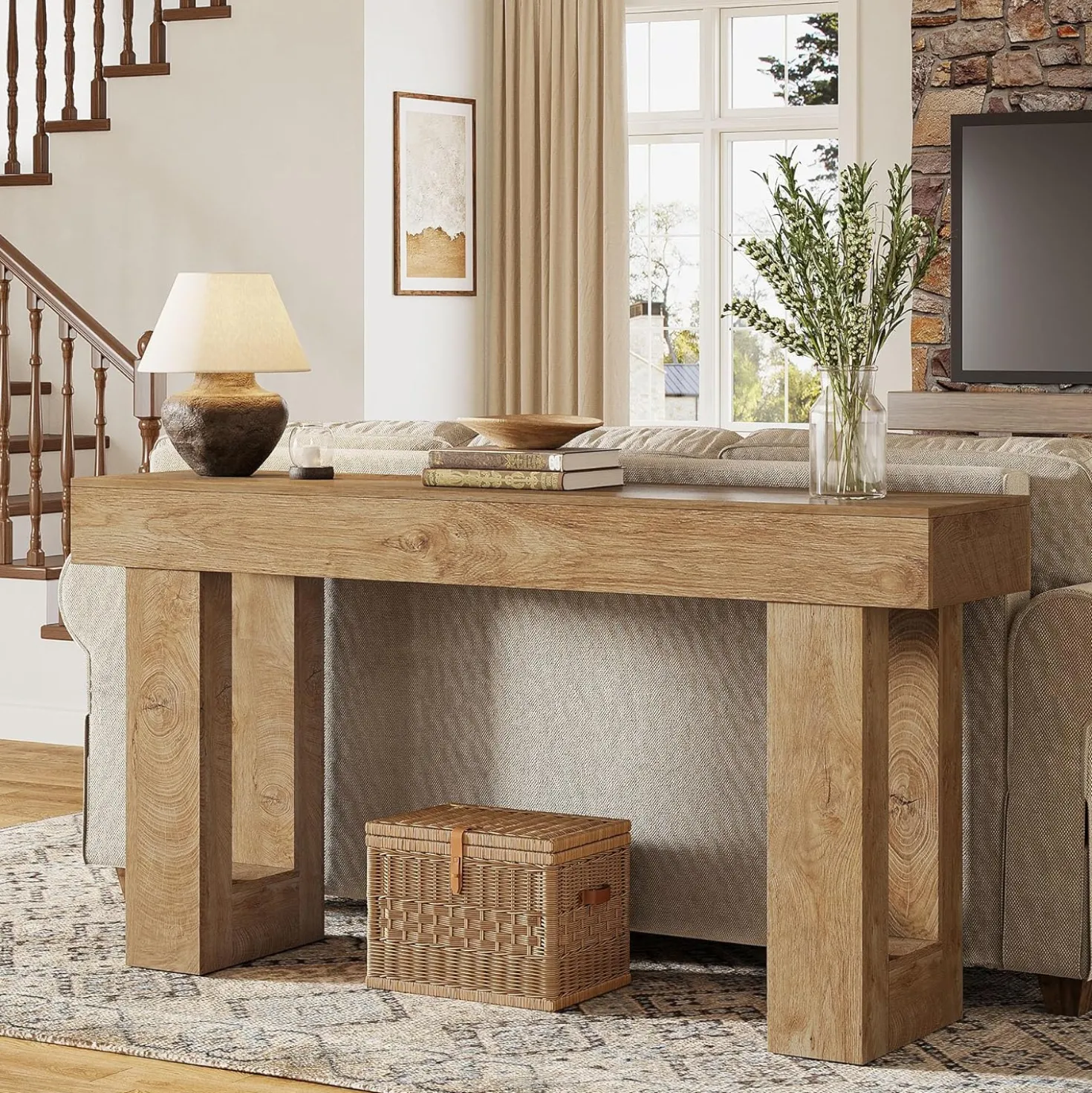 Tribesigns 63-Inch Console Table, Farmhouse Wooden Sofa Table