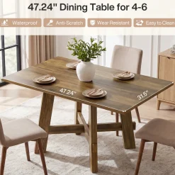 Tribesigns 47-Inch Dining Table, Cross Brace Kitchen Table for 4