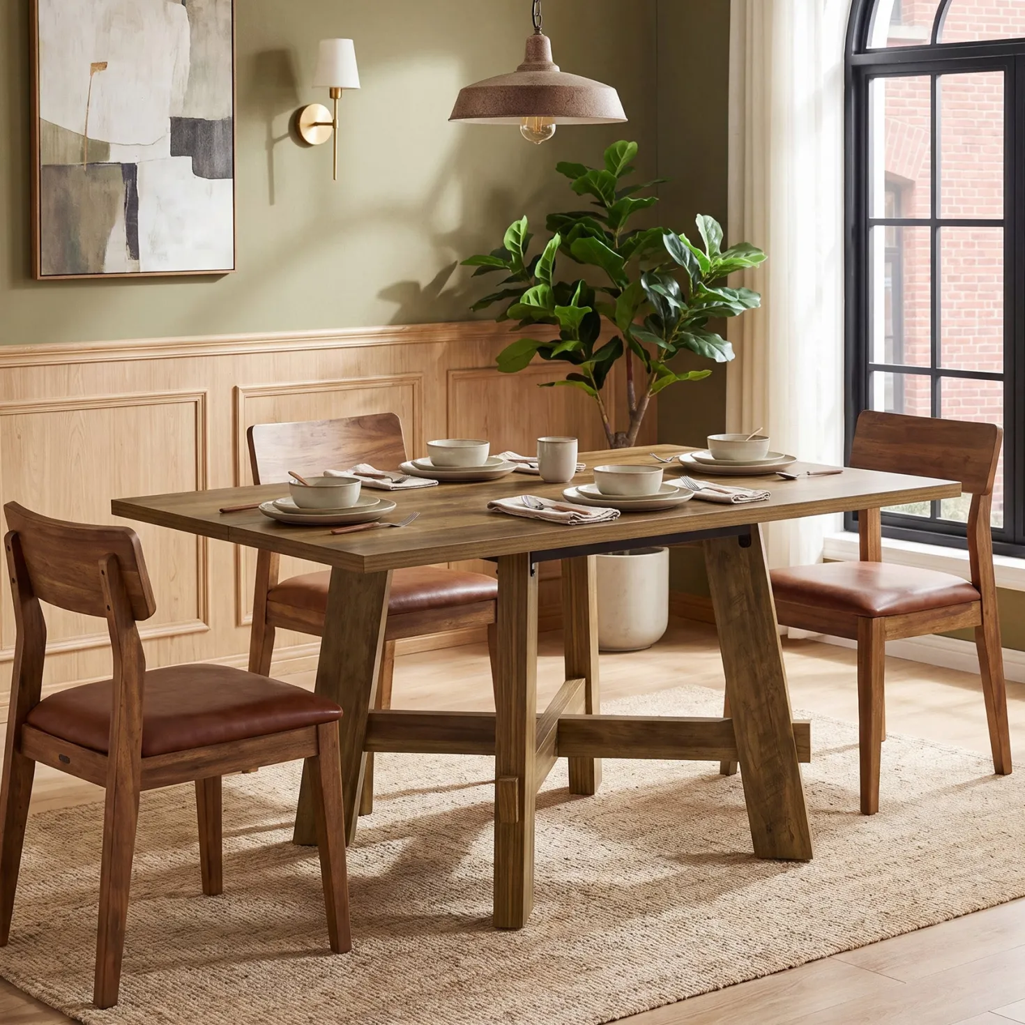 Tribesigns 47-Inch Dining Table, Cross Brace Kitchen Table for 4