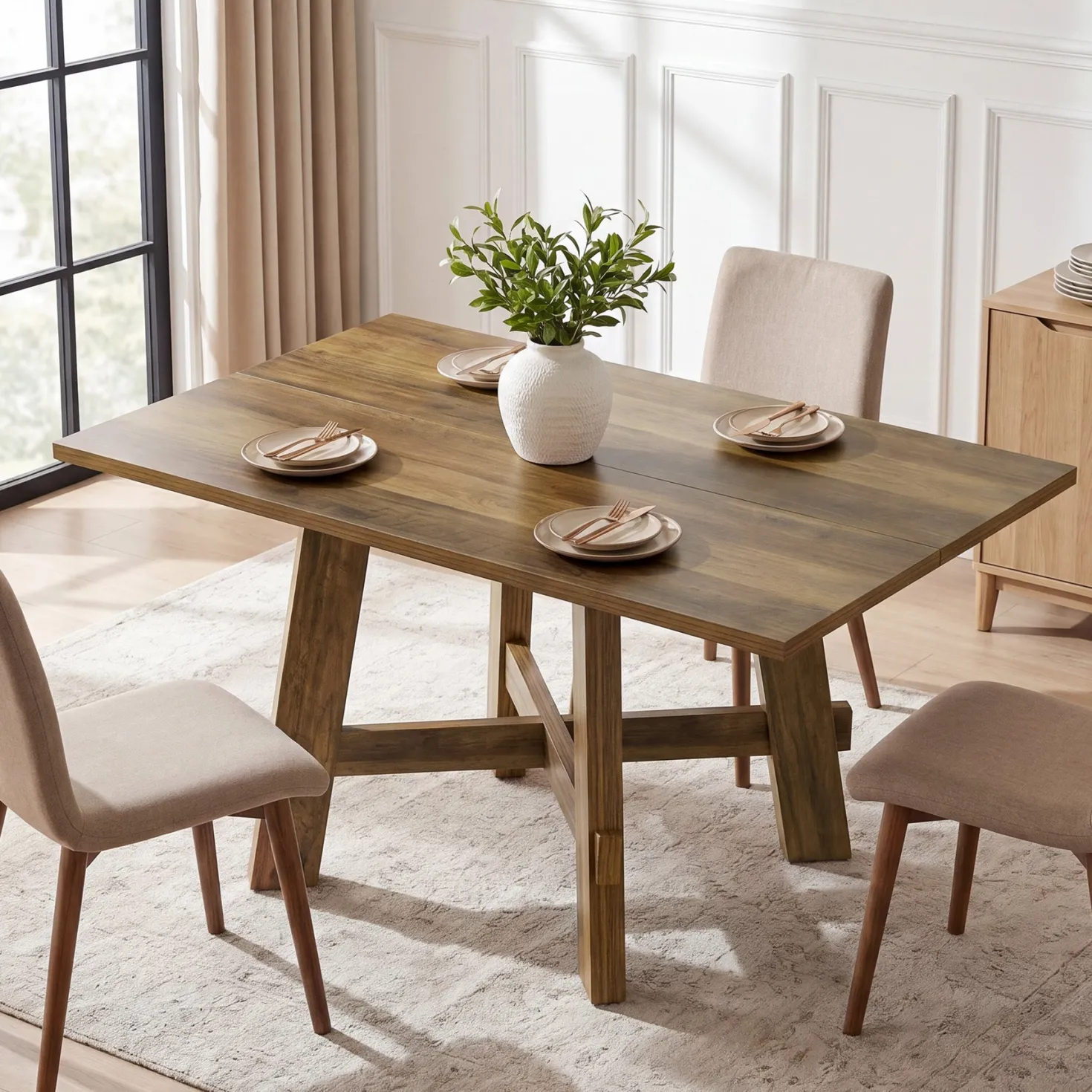 Tribesigns 47-Inch Dining Table, Cross Brace Kitchen Table for 4