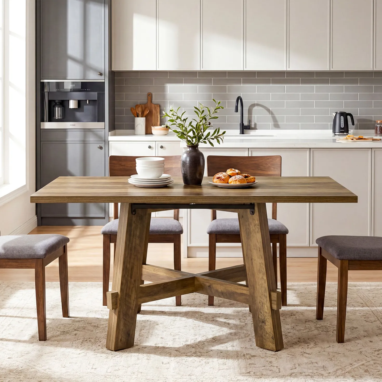 Tribesigns 47-Inch Dining Table, Cross Brace Kitchen Table for 4