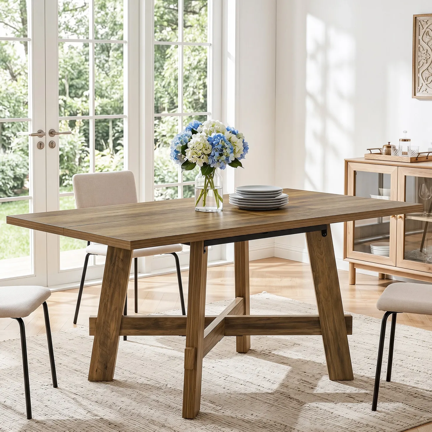 Tribesigns 47-Inch Dining Table, Cross Brace Kitchen Table for 4