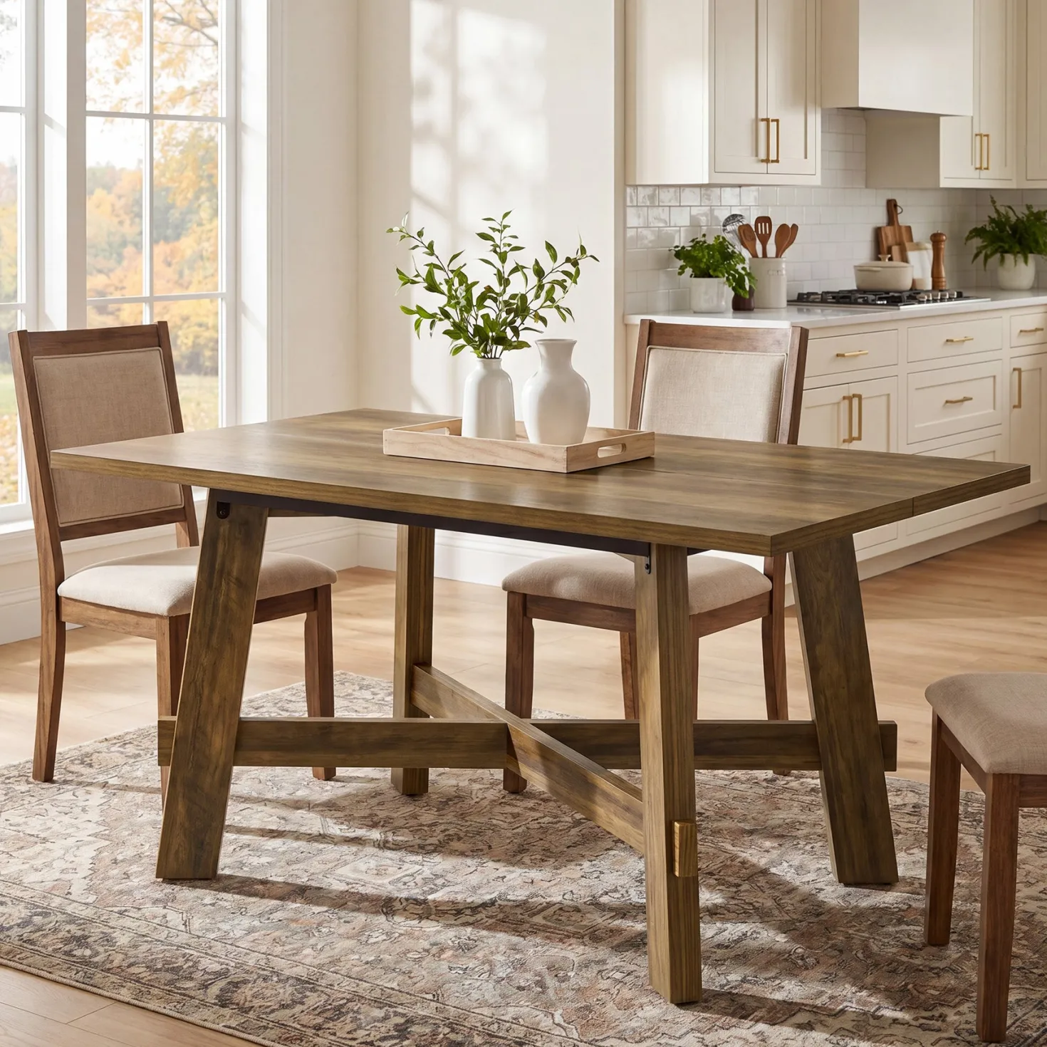 Tribesigns 47-Inch Dining Table, Cross Brace Kitchen Table for 4