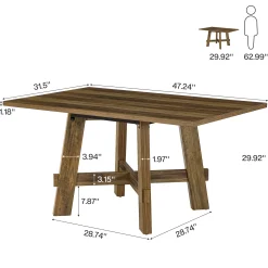 Tribesigns 47-Inch Dining Table, Cross Brace Kitchen Table for 4