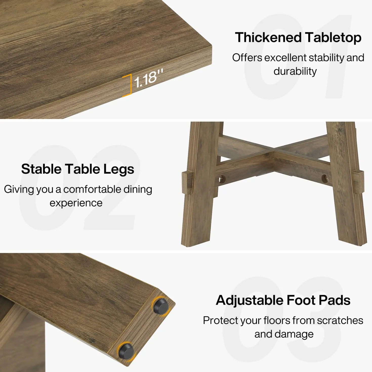 Tribesigns 47-Inch Dining Table, Cross Brace Kitchen Table for 4