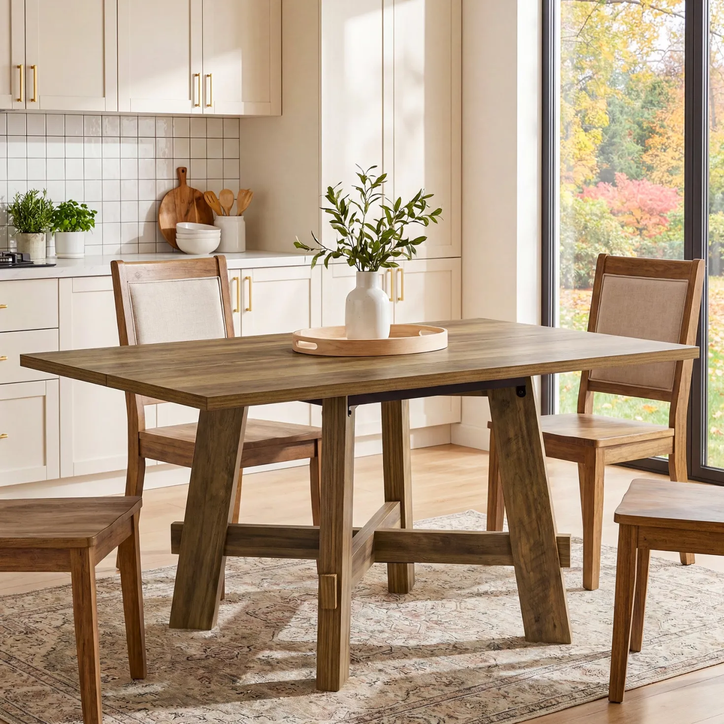Tribesigns 47-Inch Dining Table, Cross Brace Kitchen Table for 4