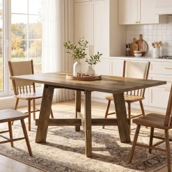 Tribesigns 47-Inch Dining Table, Cross Brace Kitchen Table for 4