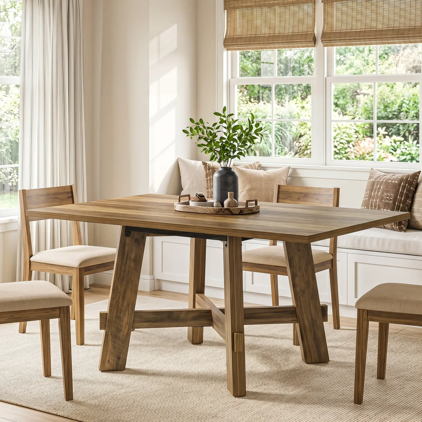 Tribesigns 47-Inch Dining Table, Cross Brace Kitchen Table for 4