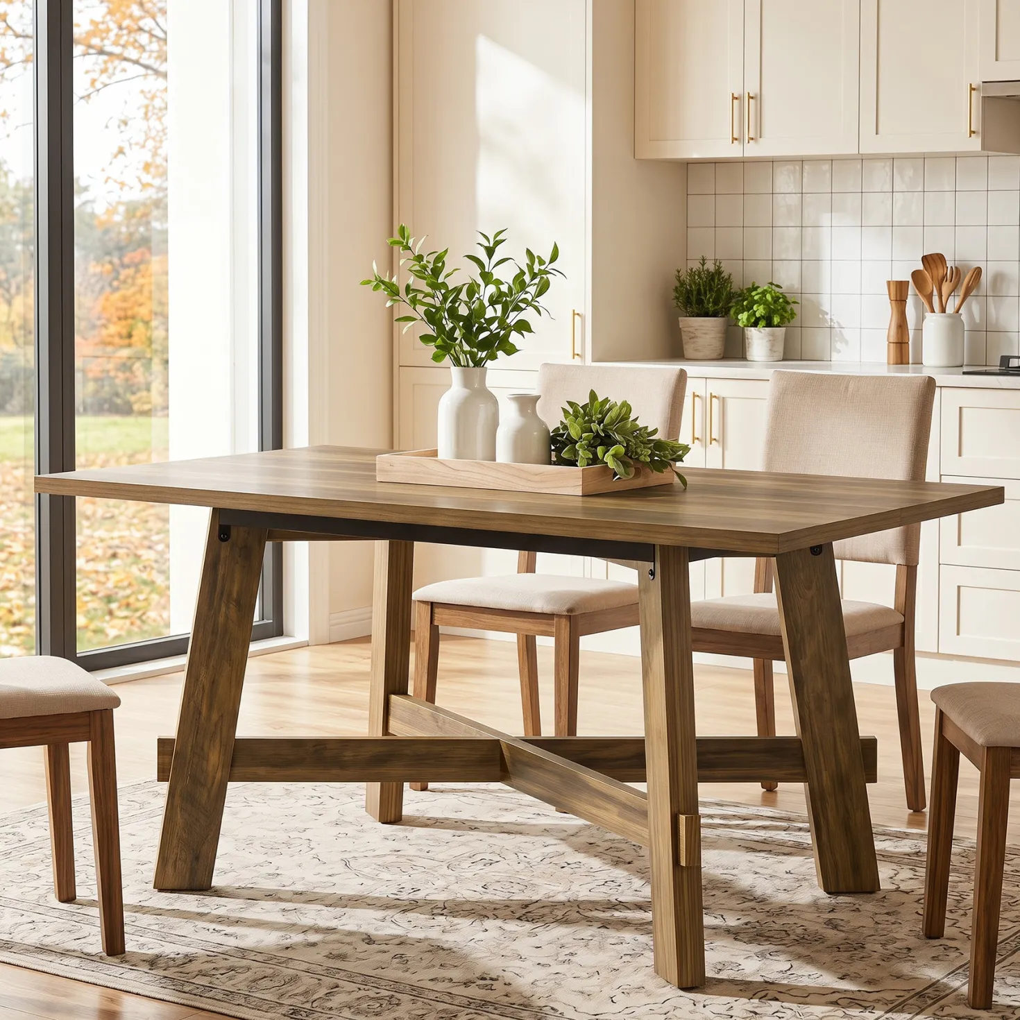 Tribesigns 47-Inch Dining Table, Cross Brace Kitchen Table for 4