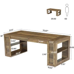 Tribesigns 70.8-Inch Dining Table, 6-Person Kitchen Table with Shelves