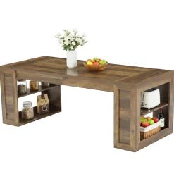 Tribesigns 70.8-Inch Dining Table, 6-Person Kitchen Table with Shelves