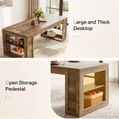 Tribesigns 70.8-Inch Dining Table, 6-Person Kitchen Table with Shelves