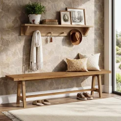 Tribesigns 63-Inch Entryway Bench, Narrow Hallway Seat for Mudroom