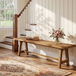 Tribesigns 63-Inch Entryway Bench, Narrow Hallway Seat for Mudroom
