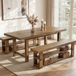 Tribesigns 55-Inch Entryway Bench, 2-Tier Shoe Storage Bench