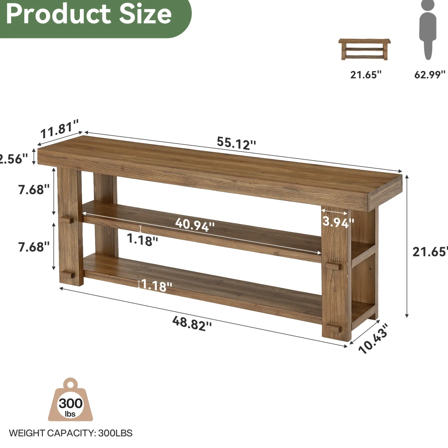 Tribesigns 55-Inch Entryway Bench, 2-Tier Shoe Storage Bench