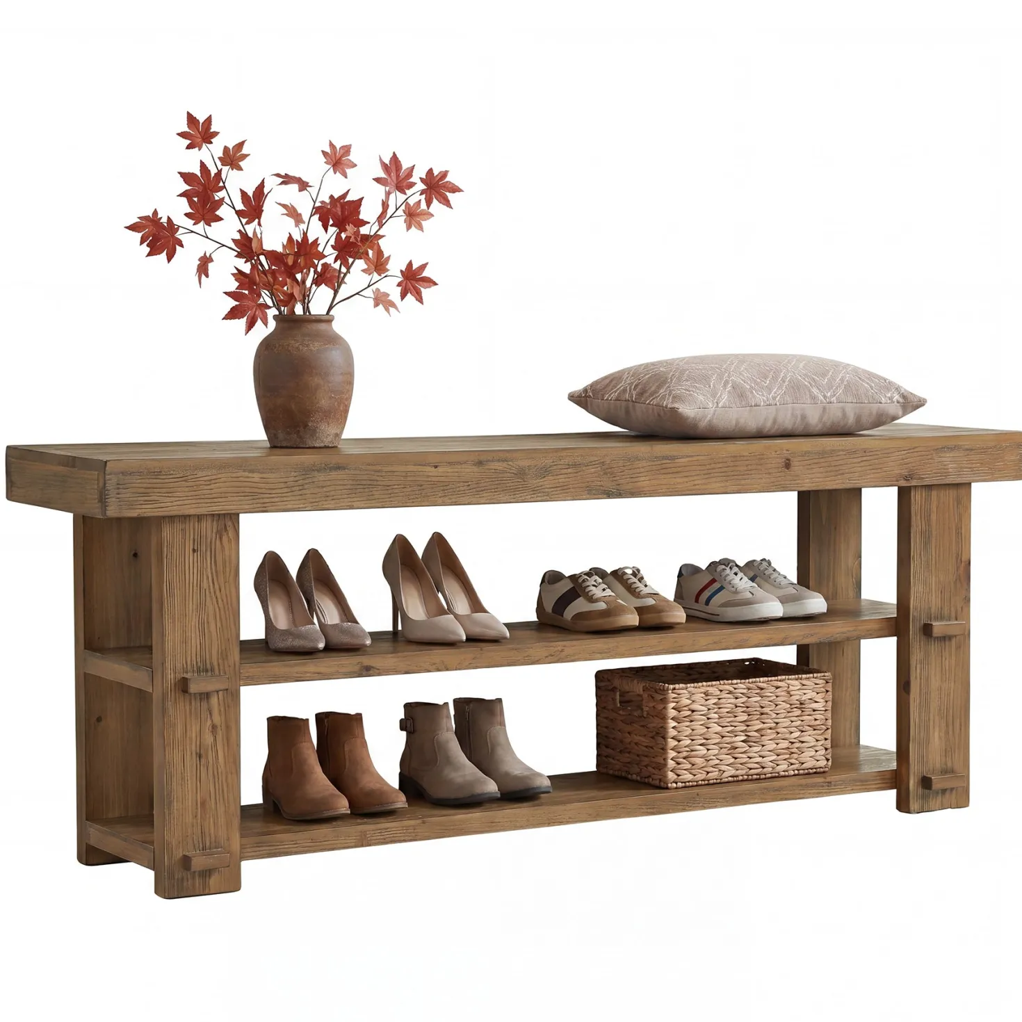 Tribesigns 55-Inch Entryway Bench, 2-Tier Shoe Storage Bench