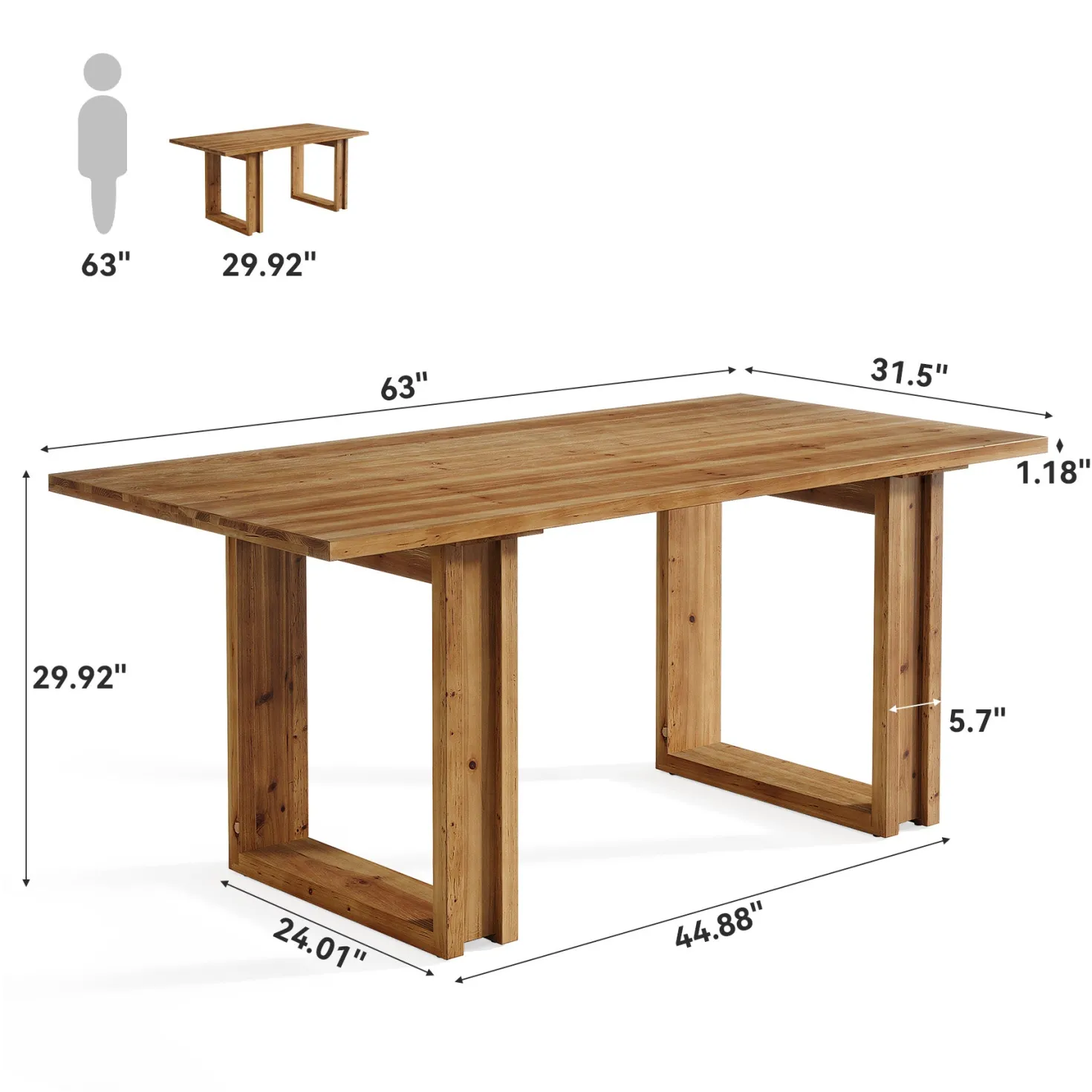 Tribesigns 63-Inch Executive Desk, Large Solid Wood Desk for Home Office