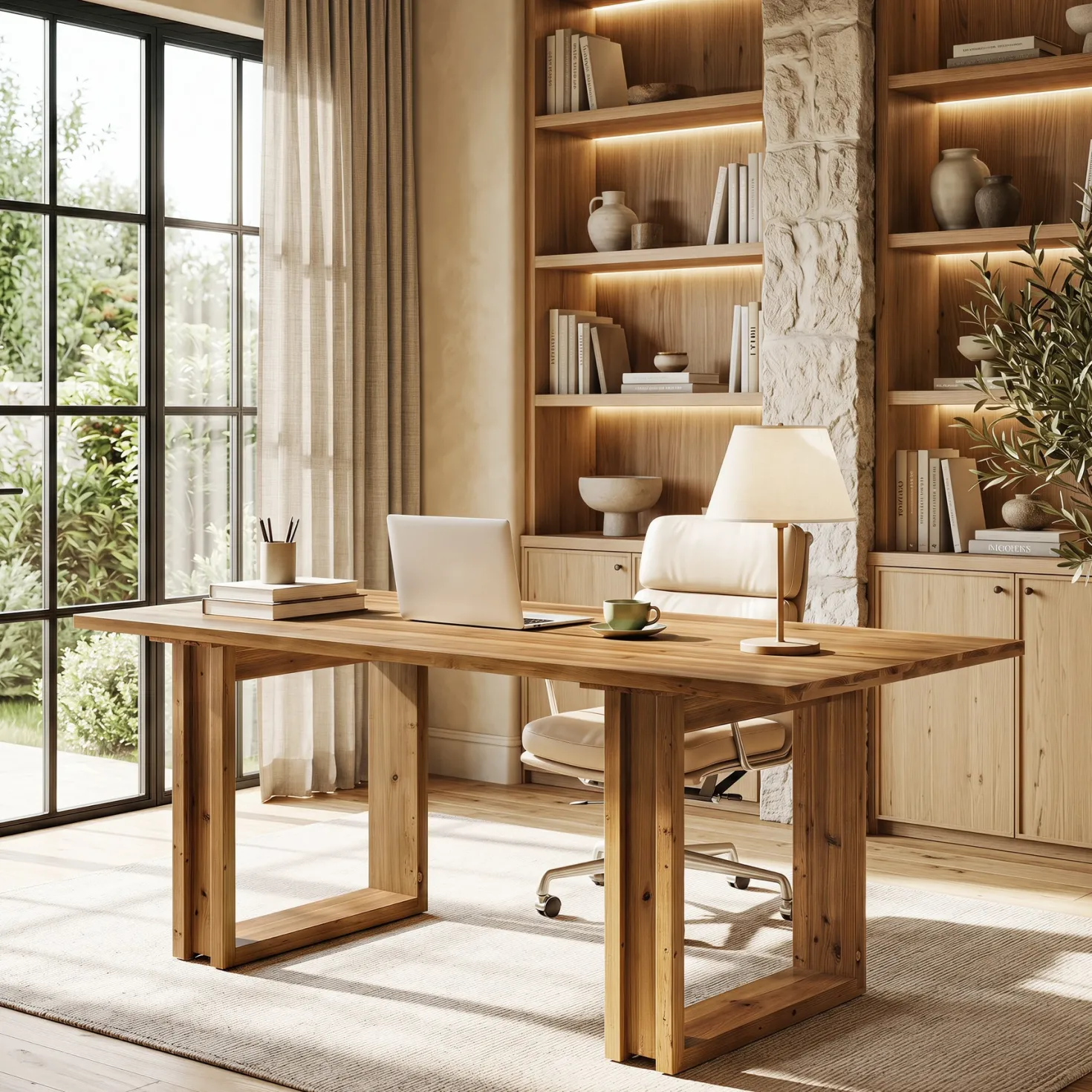 Tribesigns 63-Inch Executive Desk, Large Solid Wood Desk for Home Office