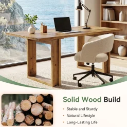 Tribesigns 63-Inch Executive Desk, Large Solid Wood Desk for Home Office