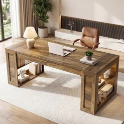 Tribesigns 70.8-Inch Executive Desk, Computer Desk with Shelves for Office