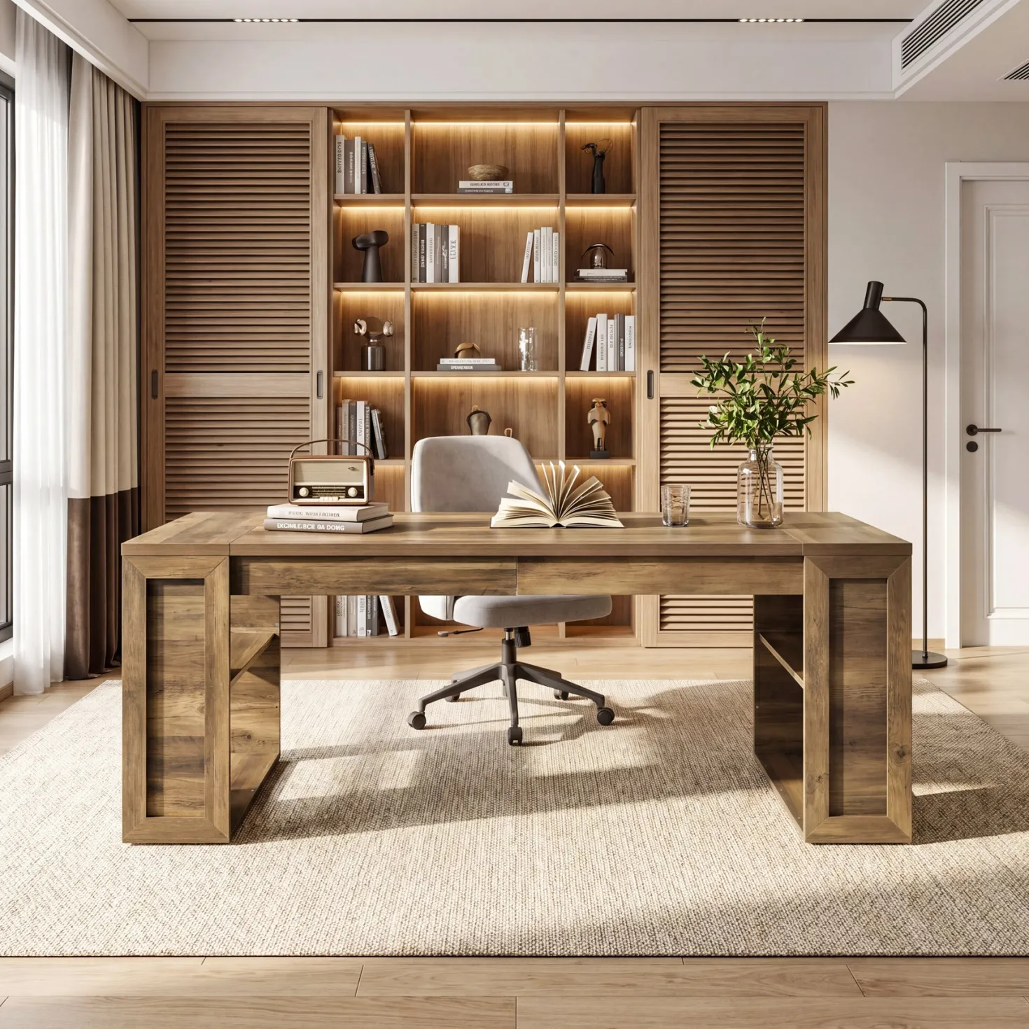 Tribesigns 70.8-Inch Executive Desk, Computer Desk with Shelves for Office
