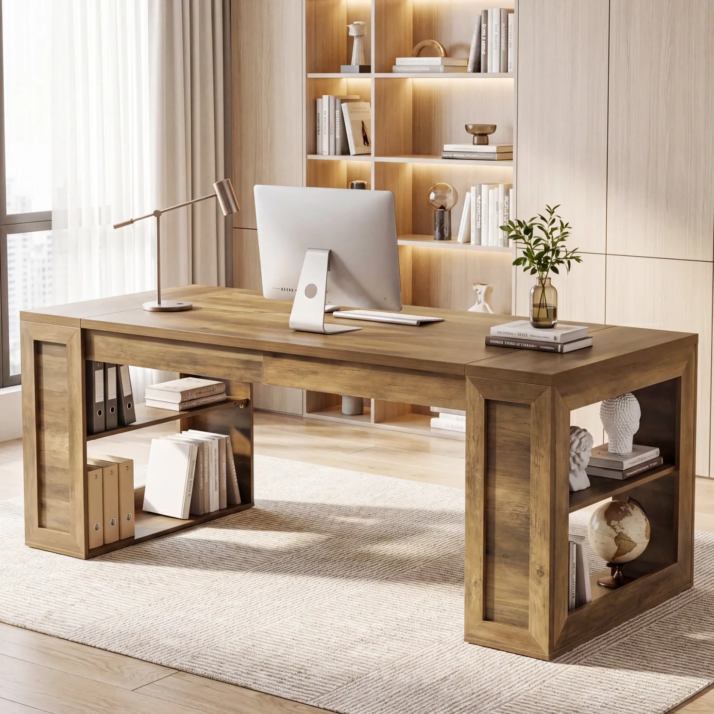 Tribesigns 70.8-Inch Executive Desk, Computer Desk with Shelves for Office