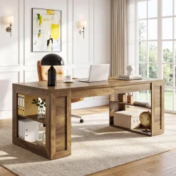 Tribesigns 70.8-Inch Executive Desk, Computer Desk with Shelves for Office