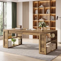 Tribesigns 70.8-Inch Executive Desk, Computer Desk with Shelves for Office