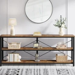 Tribesigns 70.9-Inch Extra Long Console Table, 3-Tier Industrial Sofa Table with Storage