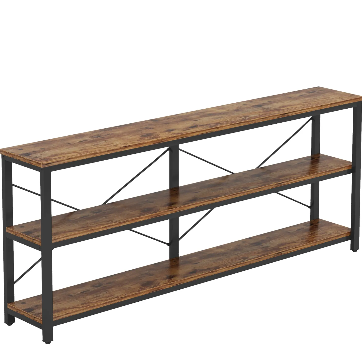 Tribesigns 70.9-Inch Extra Long Console Table, 3-Tier Industrial Sofa Table with Storage